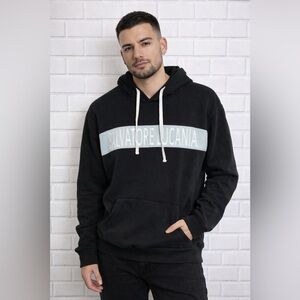 Salvatore Lucania Reversible Hoodie Black Logo Velour Side Streetwear/size S